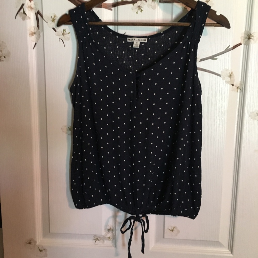 Moral Fiber - navy blue tank top with polkadots